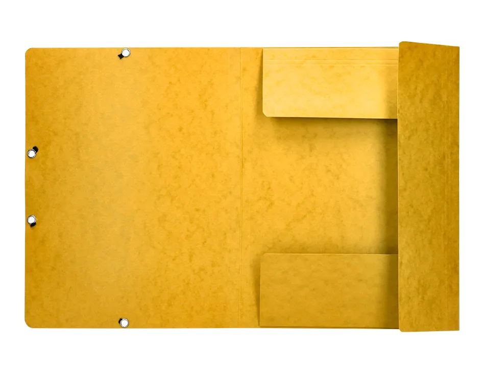 Chemise q-connect carte lustrée 375g pour documents a4 320x243mm 3 rabats coloris jaune