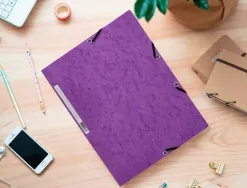 Chemise q-connect carte lustrée 375g pour documents a4 320x243mm 3 rabats coloris violet