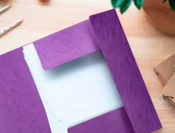 Chemise q-connect carte lustrée 375g pour documents a4 320x243mm 3 rabats coloris violet