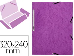 Chemise q-connect carte lustrée 375g pour documents a4 320x243mm 3 rabats coloris violet