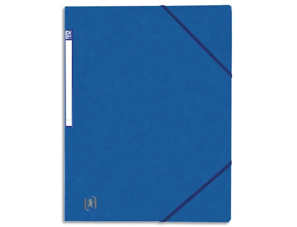 Chemise simple à élastique top file en carte lustrée 5/10e 390g oxford bleue étiquette sur la tranche