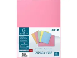 Chemises 1 rabat exacompta super 250 carte 210g rose paquet de 50