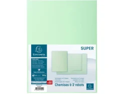 Chemises 2 rabats exacompta carte 210g super 250 coloris vert clair paquet 50 unites