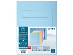 Chemises 3 rabats préimprimées exacompta super 250 210 g bleu paquet 50