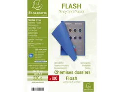 Chemises flash exacompta 220 g recyclées coloris bleu foncé paquet 100