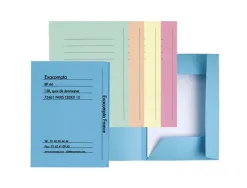 Chemises pre-imprimees 3 rabats exacompta super 250 carte 210g coloris assortis paquet 50 unites