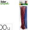 Chenilles liderpapel 30 cm de couleurs brillantes assorties sachet de 100 unites