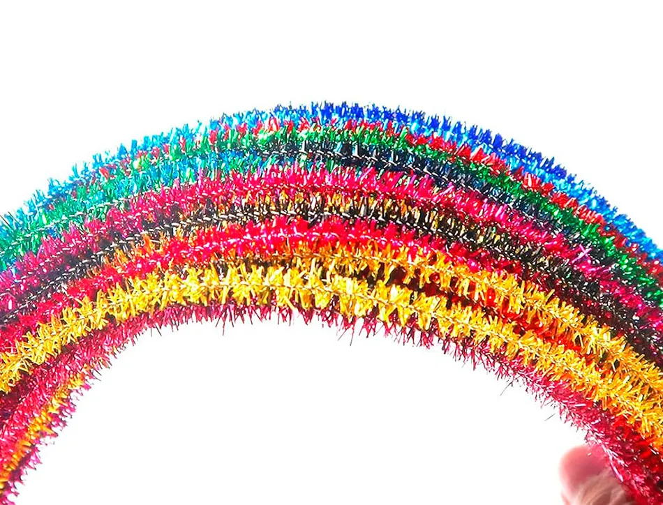 Chenilles liderpapel 30 cm de couleurs brillantes assorties sachet de 100 unites