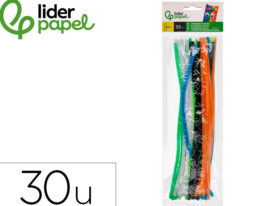 Chenilles liderpapel 30 cm de coloris mat assortis sachet de 30 unites