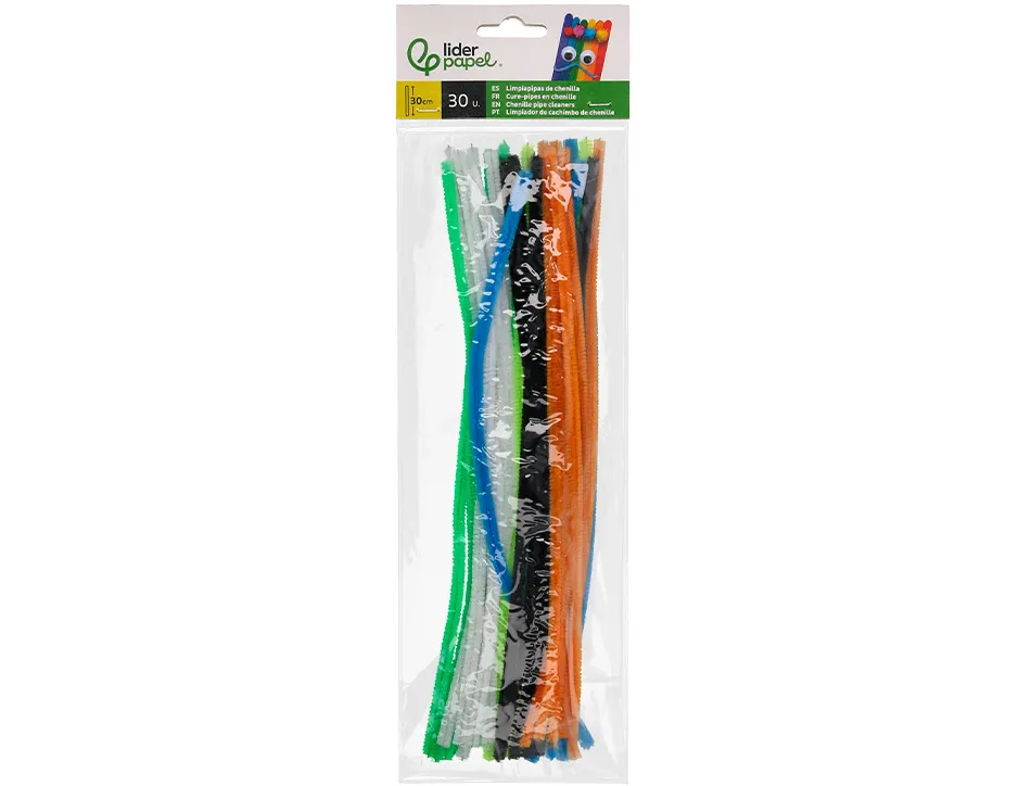 Chenilles liderpapel 30 cm de coloris mat assortis sachet de 30 unites