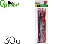 Chenilles liderpapel 30 cm de couleurs brillantes assorties sachet de 30 unites