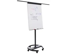 Chevalet conference juvenilia metal pied mobile sur roulette colorie blanc et noir