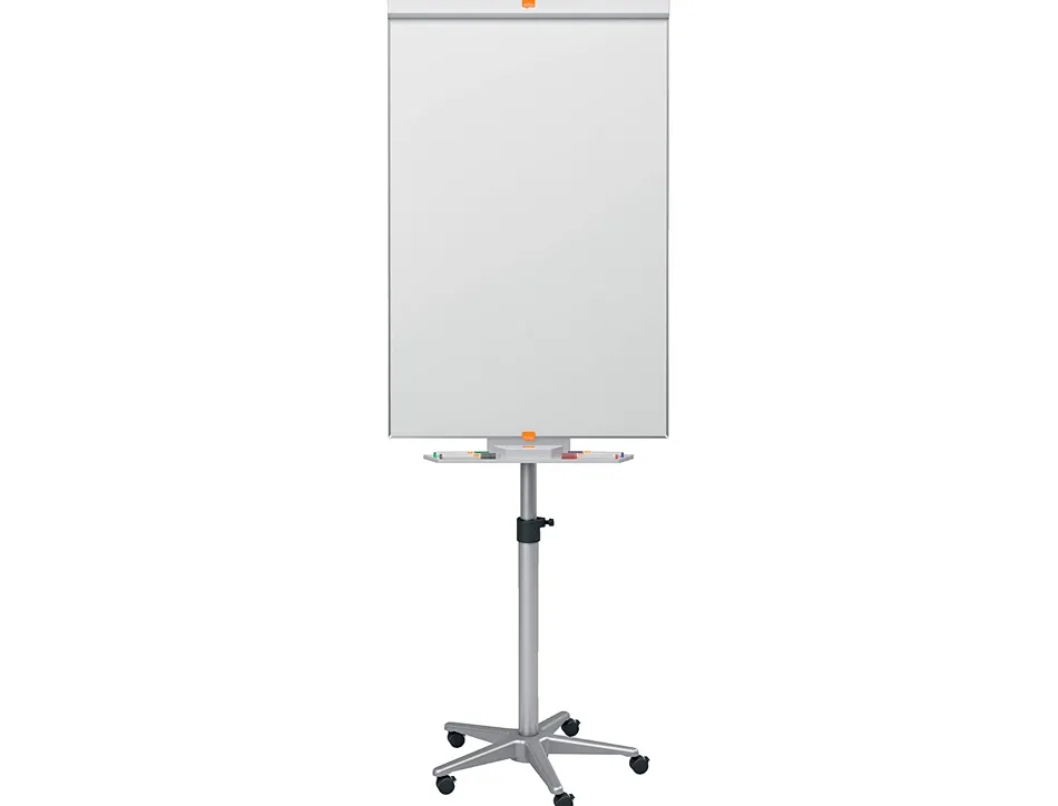 Chevalet conférence nobo barracuda mobile surface magnétique acier tableau effaçable 70x100cm 5 roulettes