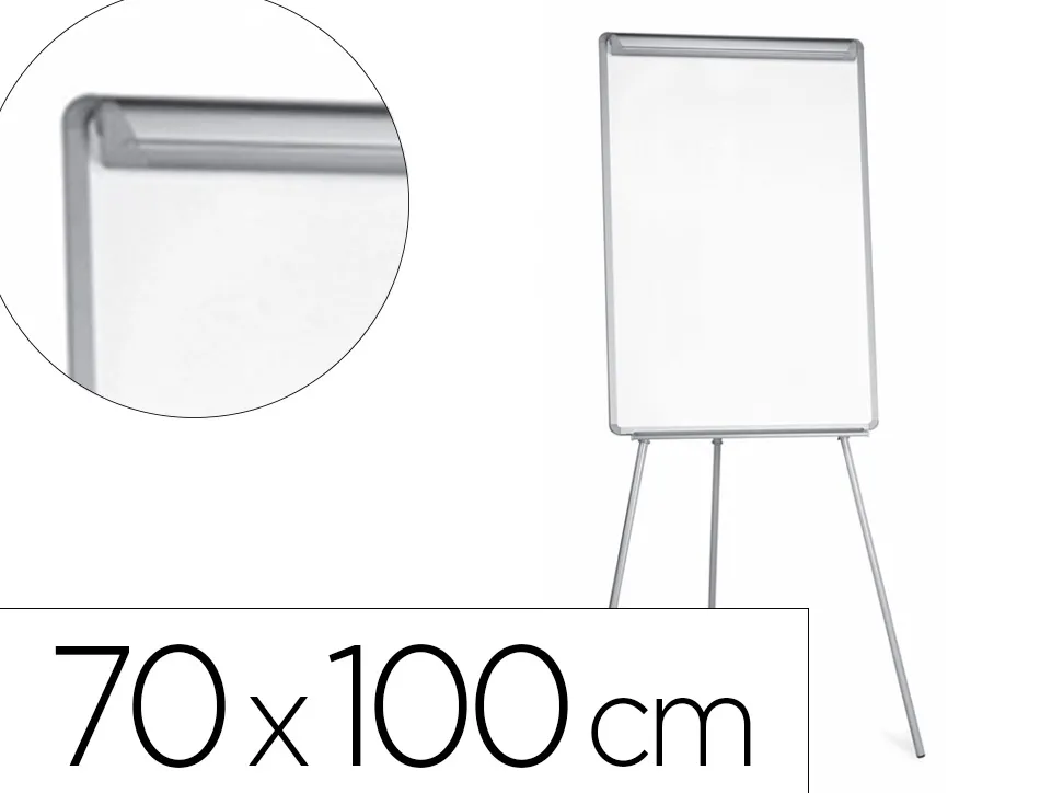 Chevalet conférence q-connect tableau laminé 70x100cm cadre plastique pince bloc papier auget porte-marqueurs
