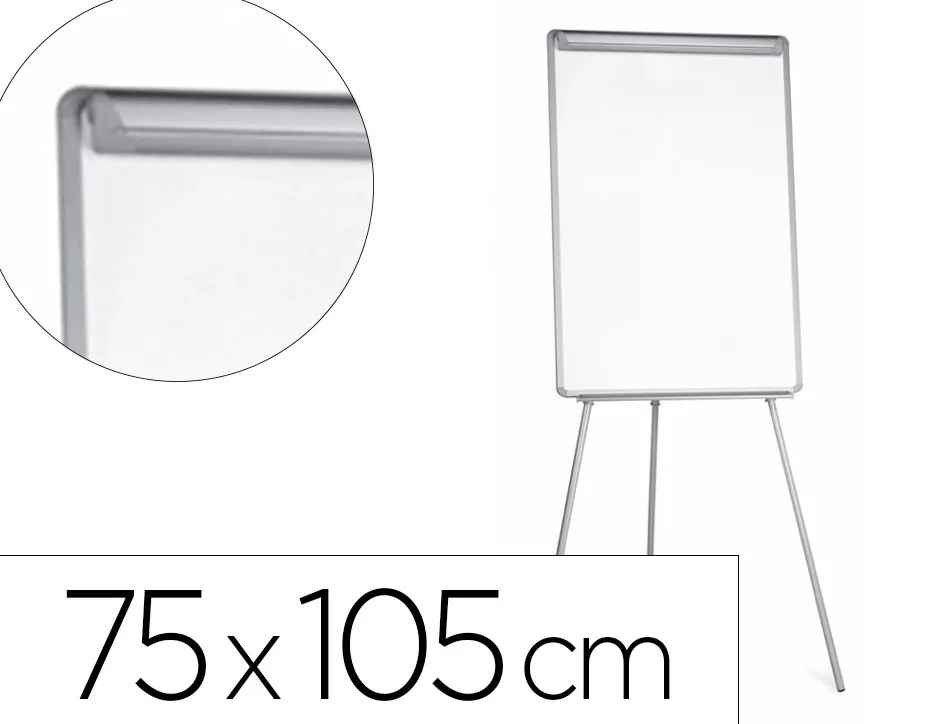 Chevalet conférence q-connect tableau magnétique 70x100cm cadre plastique pince bloc papier auget porte-marqueurs