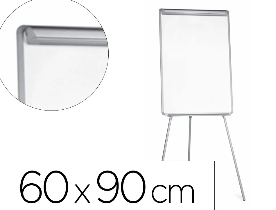 Chevalet conférence q-connect tableau laminé 85x60cm cadre plastique pince bloc papier auget porte-marqueurs
