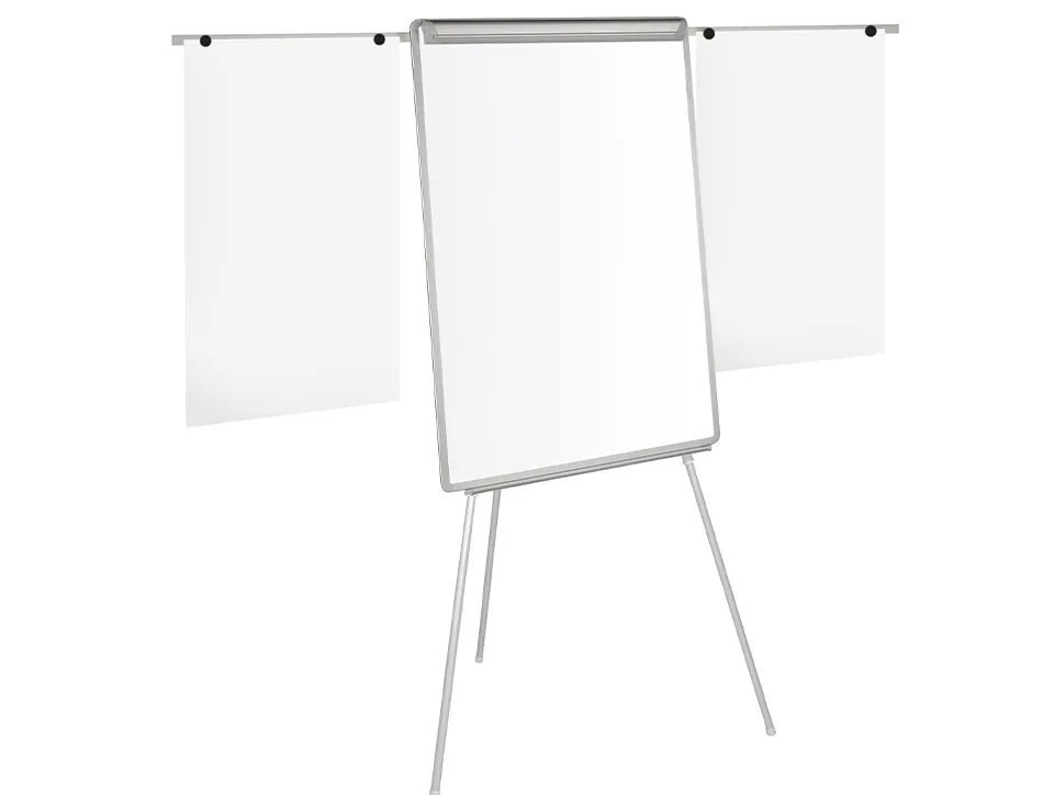 Chevalet q-connect extensions latérales surface mélaminée effaçable 70x100cm cadre aluminium auget porte-marqueurs
