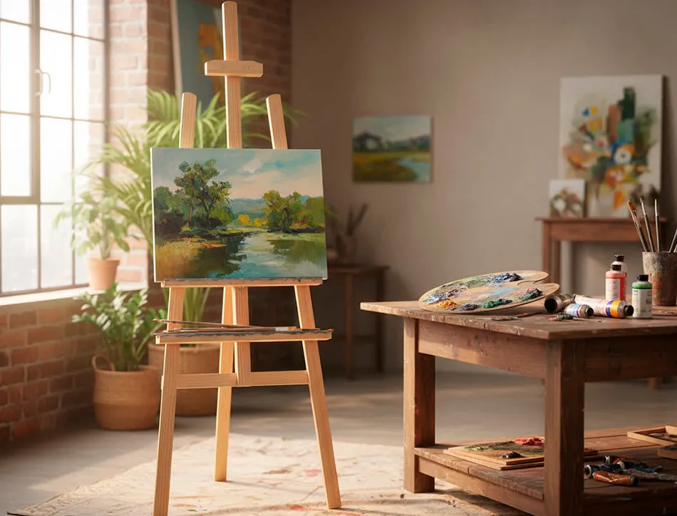 Chevalet sur pied liderpapel en bois de pin vernis 58,5x175x75 cm certifie fsc