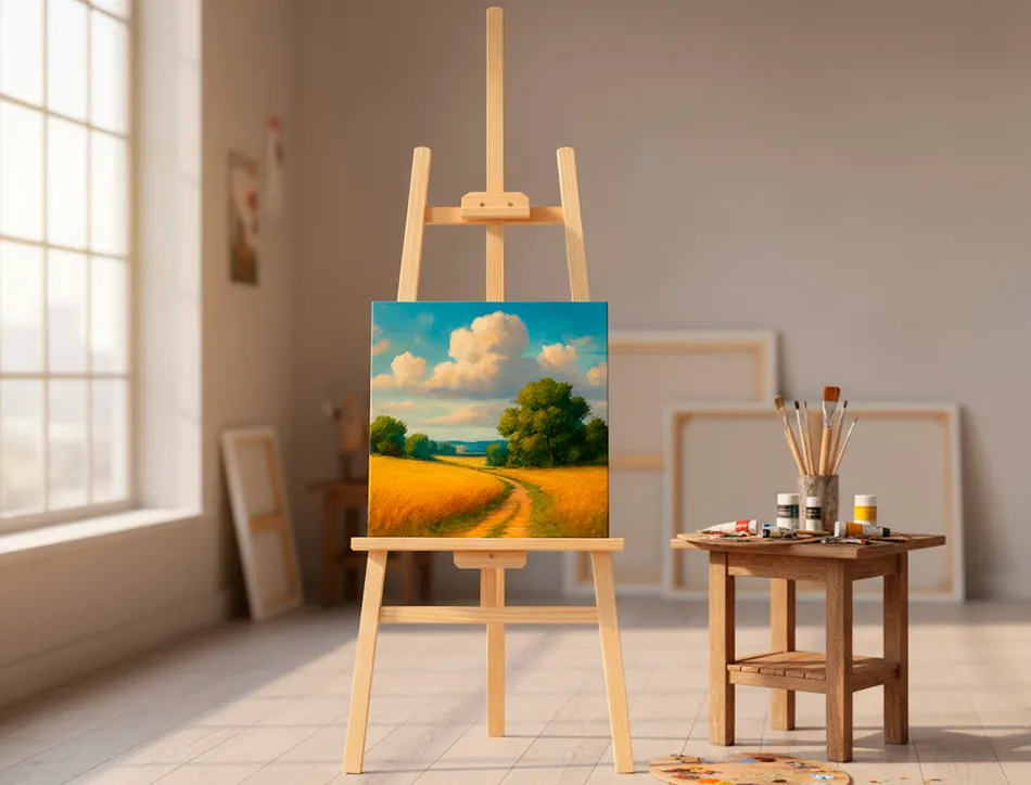 Chevalet sur pied liderpapel en bois de pin vernis 60x150x60 cm certifie fsc
