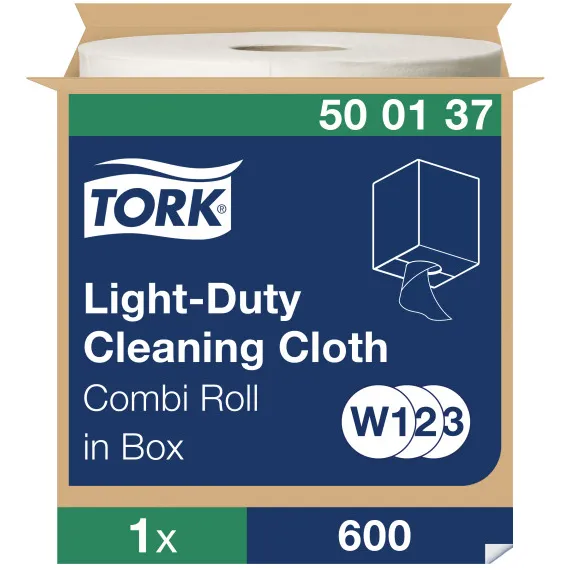 Chiffon tork w1/w2/w3 nettoyage leger blanc rouleau 600 unites