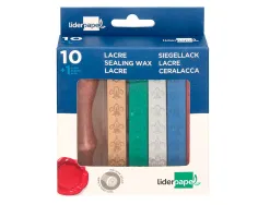 Cire cacheter liderpapel sceau inclus coloris assortis - boite de 10 batons de 12g
