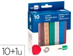 Cire cacheter liderpapel sceau inclus coloris assortis - boite de 10 batons de 12g