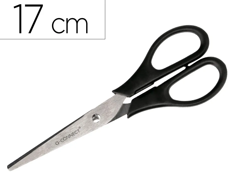 Ciseaux bureau q-connect économique droitier lames inox 170mm branches gainées abs bouts pointus coloris noir