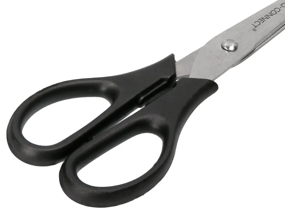Ciseaux bureau q-connect économique droitier lames inox 170mm branches gainées abs bouts pointus coloris noir
