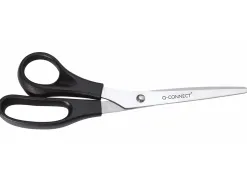 Ciseaux bureau q-connect économique gaucher lames inox 210mm branches gainées abs bouts pointus coloris noir