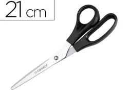 Ciseaux bureau q-connect économique gaucher lames inox 210mm branches gainées abs bouts pointus coloris noir