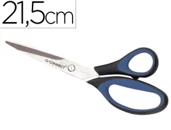 Ciseaux bureau q-connect soft acier inoxydable 215mm anneaux caoutchouc larges blister de sécurité