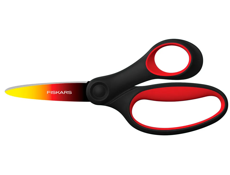 Ciseaux enfant fiskars soft grip ombres 15cm 8+ droitier coloris rouge & jaune