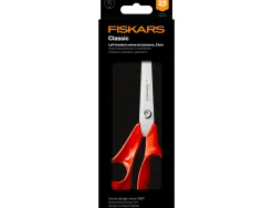 Ciseaux fiskars classic universels lames acier inoxydable 21cm gaucher anneaux coloris rouge