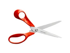 Ciseaux fiskars classic universels lames acier inoxydable 21cm gaucher anneaux coloris rouge