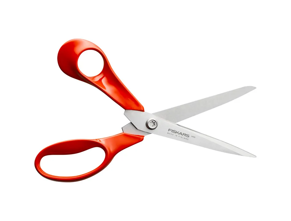 Ciseaux fiskars classic universels lames acier inoxydable 21cm gaucher anneaux coloris rouge