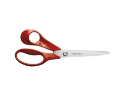 Ciseaux fiskars classic universels lames acier inoxydable 21cm gaucher anneaux coloris rouge