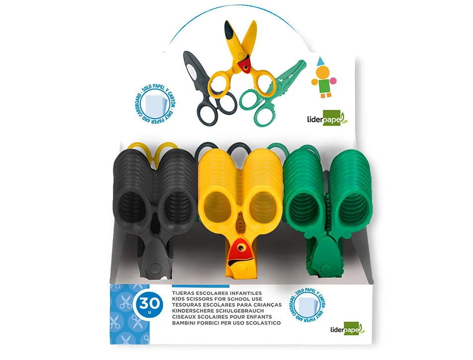 Ciseaux liderpapel 2-5ans lames plastiques bouts ronds ne coupent ni cheveux ni vetements longueur 12cm