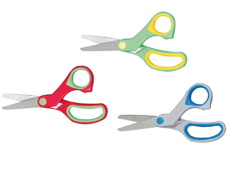Ciseaux liderpapel asymétrique pointe arrondie anti-coupe manche ergonomique 135mm