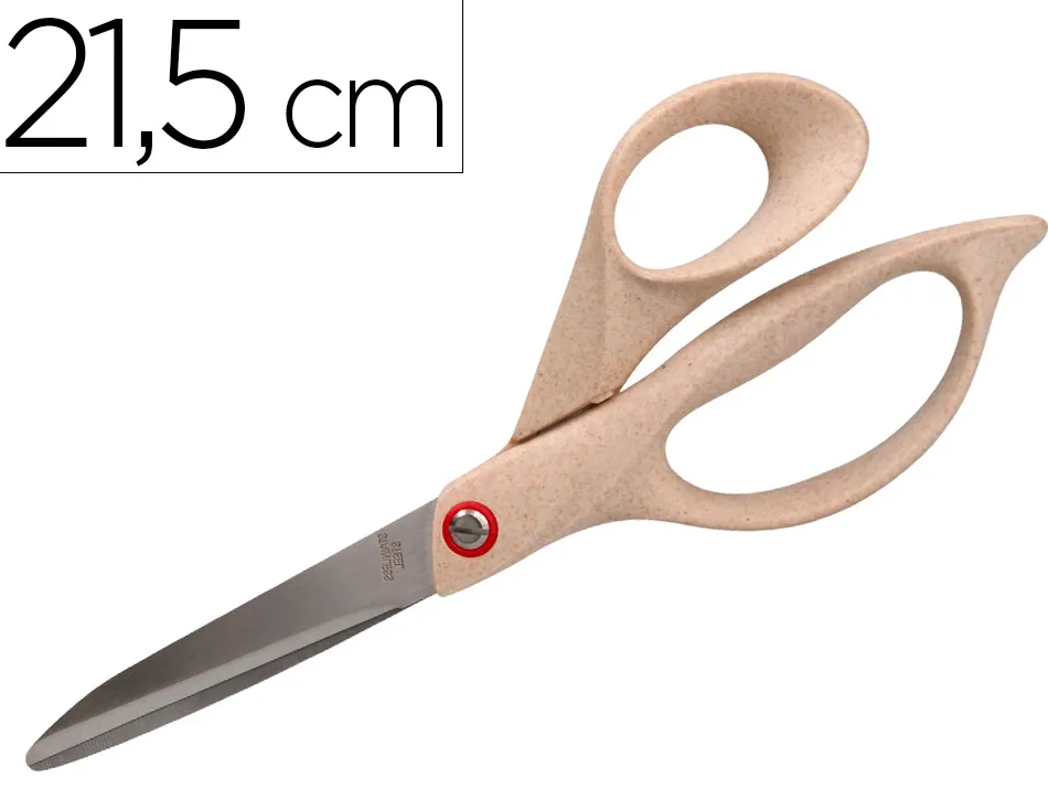 Ciseaux liderpapel en acier inoxydable anneaux en matiere naturelle eco 8" 21.5 cm en blister