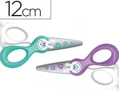 Ciseaux maped kidicut 3/5 ans bouts ronds lames fibre de verre ne coupent ni cheveux ni vêtements 120mm coloris assortis