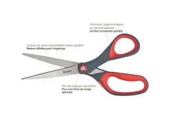 Ciseaux scotch précision 180mm lames acier inoxydable anneaux matière antidérapante bicolore rouge/gris garantie à vie