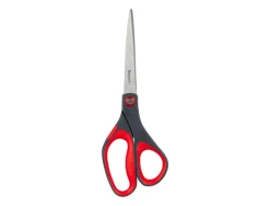 Ciseaux scotch précision 200mm lames acier inoxydable anneaux matière antidérapante bicolore rouge/gris garantie à vie