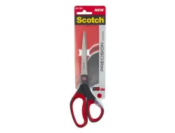 Ciseaux scotch précision 200mm lames acier inoxydable anneaux matière antidérapante bicolore rouge/gris garantie à vie