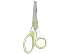 Ciseaux wonday uni'vert 13cm lames acier inox bouts ronds anneaux asymetriques
