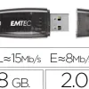 Clé usb emtec 2.0 c410 8go vitesse lecture 15mb/s écriture 5mb/s avec capuchon coloris transparent violet