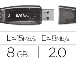 Clé usb emtec 2.0 c410 8go vitesse lecture 15mb/s écriture 5mb/s avec capuchon coloris transparent violet