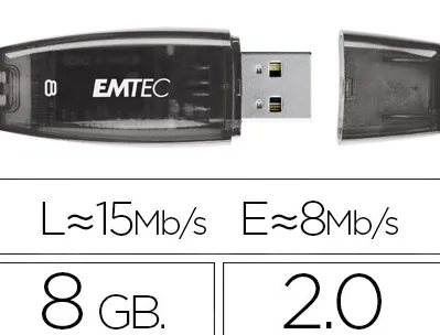 Clé usb emtec 2.0 c410 8go vitesse lecture 15mb/s écriture 5mb/s avec capuchon coloris transparent violet