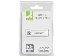 Clé usb q-connect 3.0 128gb lecture 50mb/s écriture 10-15mb/s rétractable interface superspeed 3.0