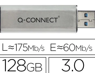Clé usb q-connect 3.0 128gb lecture 50mb/s écriture 10-15mb/s rétractable interface superspeed 3.0