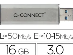 Clé usb q-connect 3.0 16gb lecture175mb/s écriture 60mb/s rétractable interface superspeed 3.0 compatible usb 2.0